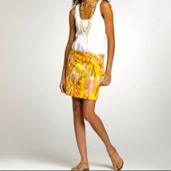 J. Crew Yellow Patterned Skirt (0) - Picture 2 of 5